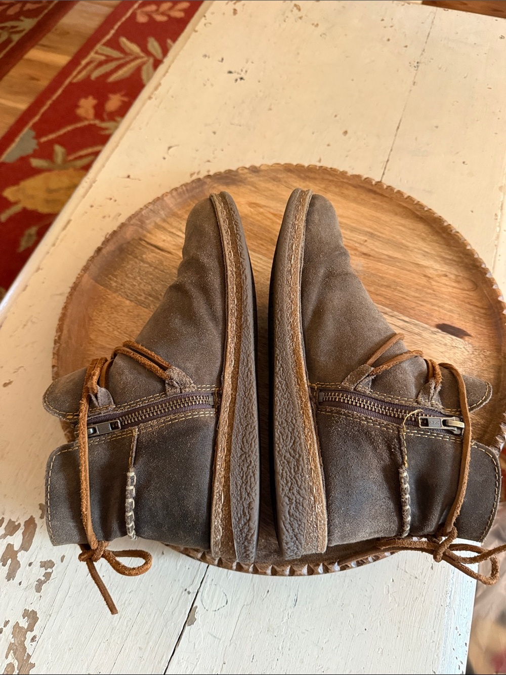 Born Boots Wm 9.5 Calyn Brown Suede Distressed Leather Ankle Casual Comfort - Picture 6 of 10